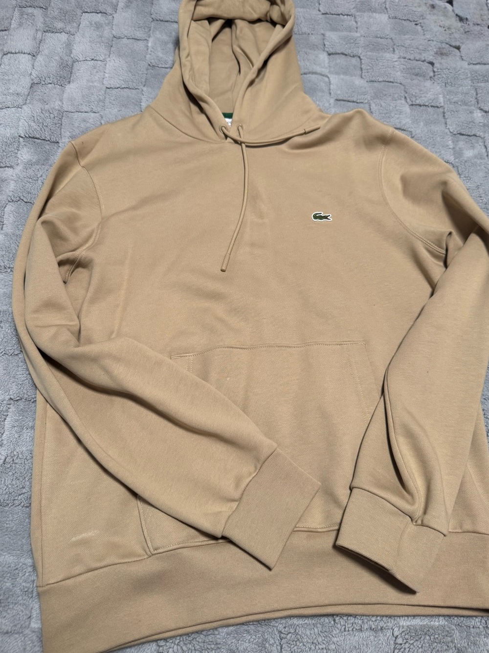Lacoste Beige Pullover Hoodie with Green logo